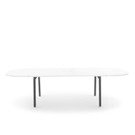 Series A Scale Racetrack Conference Table, White, 114x60", Charcoal Legs,White,hi-res