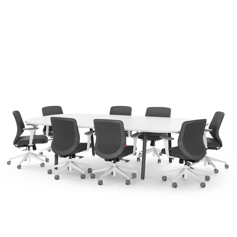 Series A Scale Racetrack Conference Table, White, 114x60", Charcoal Legs,White,hi-res image number 1.0