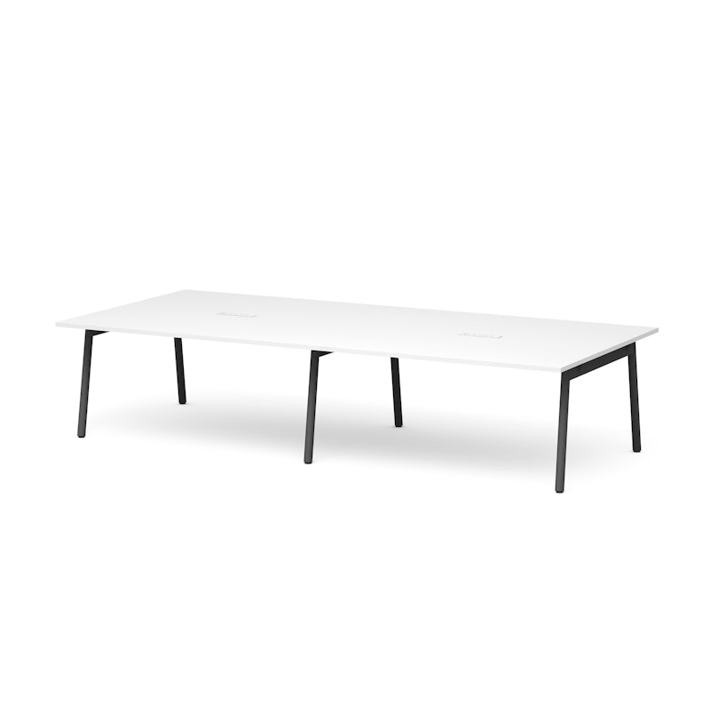 Series A Scale Rectangular Conference Table, White, 132x60", Charcoal Legs,White,hi-res image number 0.0