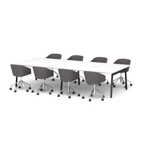 Series A Scale Rectangular Conference Table, White, 132x60", Charcoal Legs