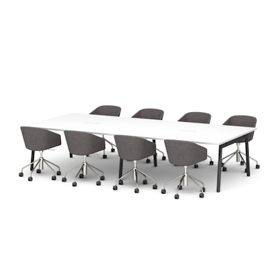 Series A Scale Rectangular Conference Table, White, 132x60", Charcoal Legs,White,hi-res