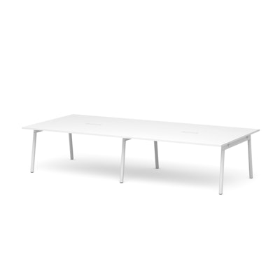 Series A Scale Rectangular Conference Table, White, 132x60", White Legs