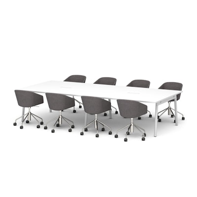 Series A Scale Rectangular Conference Table, White, 132x60", White Legs,White,hi-res