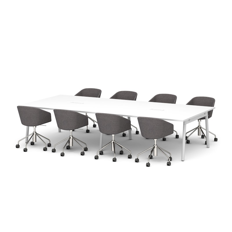 Series A Scale Rectangular Conference Table, White, 132x60", White Legs,White,hi-res image number 1.0