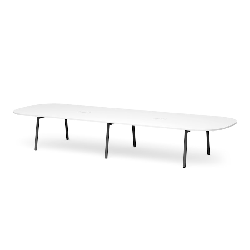 Series A Scale Racetrack Conference Table, White, 180x60", Charcoal Legs,White,hi-res image number 0.0