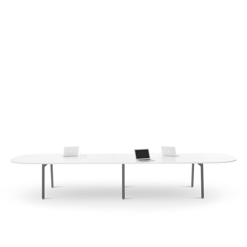 Series A Scale Racetrack Conference Table, White, 180x60", Charcoal Legs,White,hi-res image number 2.0