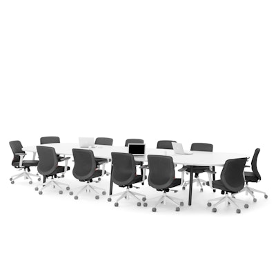 Series A Scale Racetrack Conference Table, White, 180x60", Charcoal Legs,White,hi-res