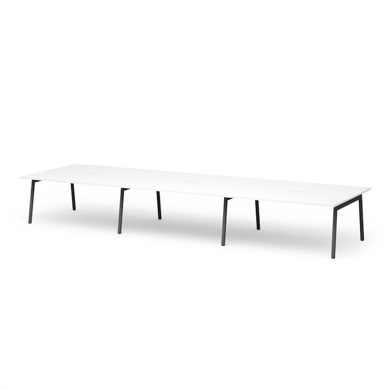 Series A Scale Rectangular Conference Table, White, 198x60", Charcoal Legs,White,hi-res image number 0.0