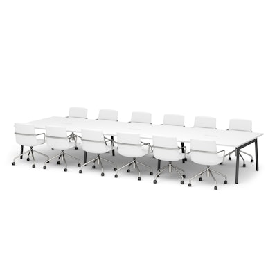 Series A Scale Rectangular Conference Table, White, 198x60", Charcoal Legs,White,hi-res