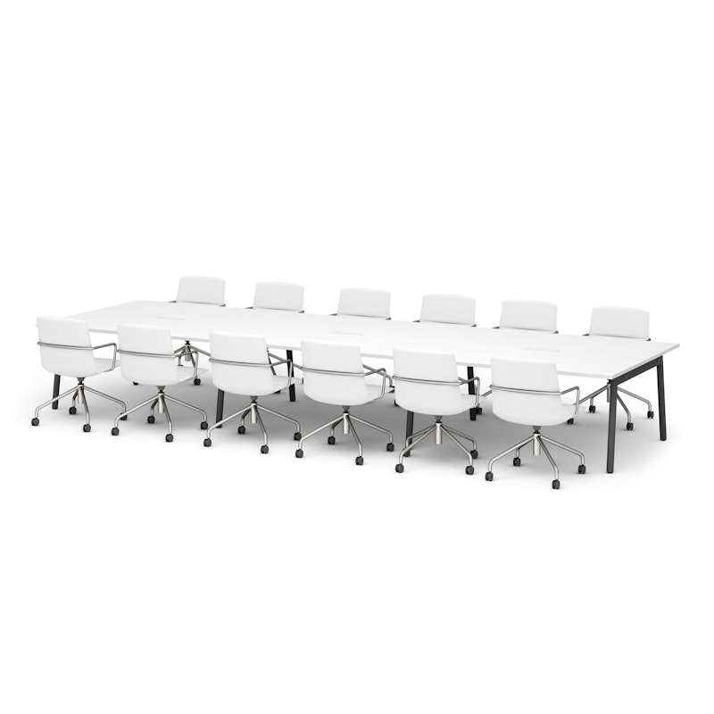 Series A Scale Rectangular Conference Table, White, 198x60", Charcoal Legs,White,hi-res image number 1.0