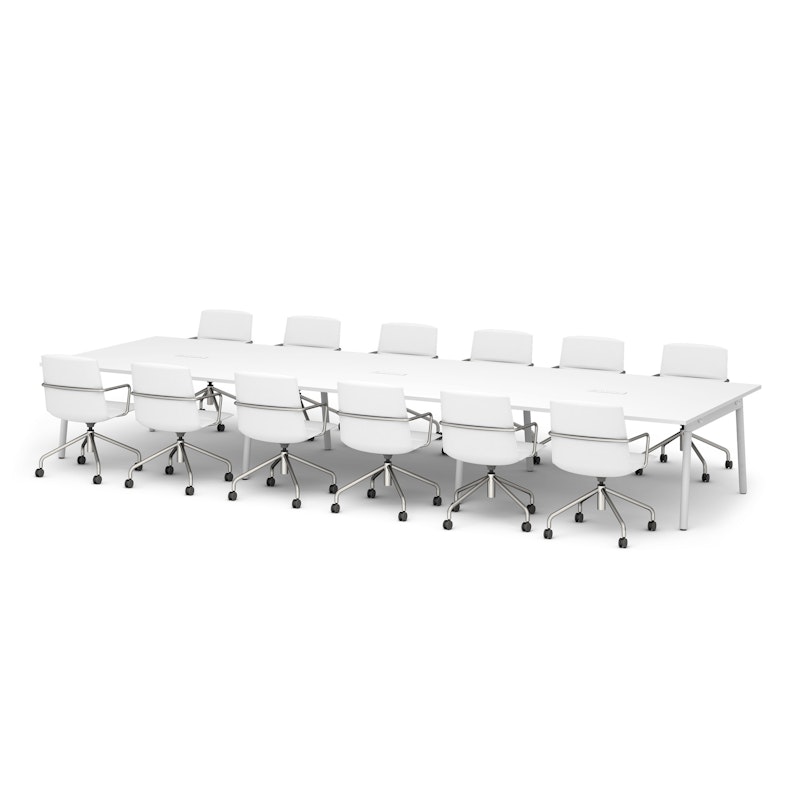 Series A Scale Rectangular Conference Table, White, 198x60", White Legs,White,hi-res image number 1.0
