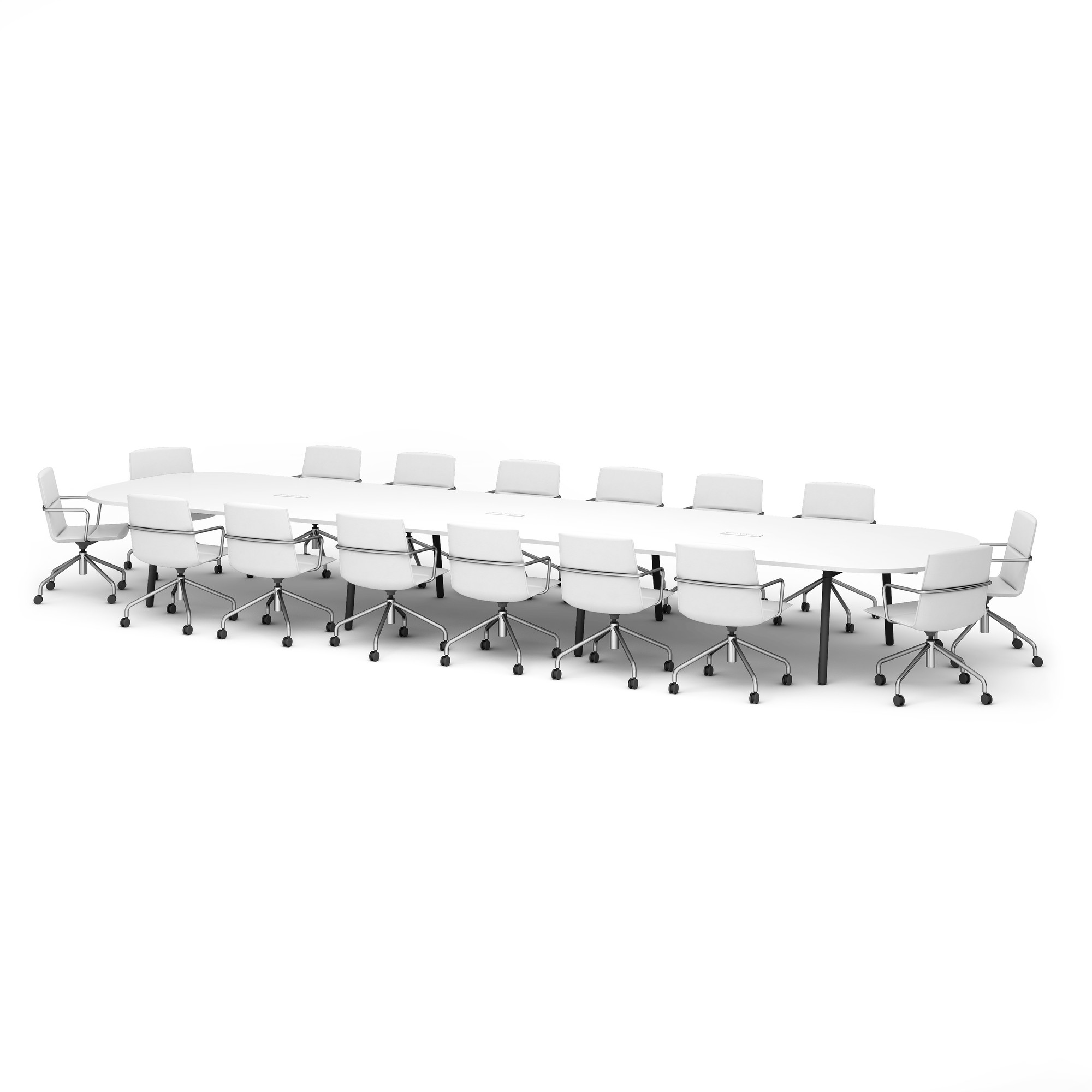 Series A Scale Racetrack Conference Table, White, 246x60", Charcoal Legs,White,hi-res