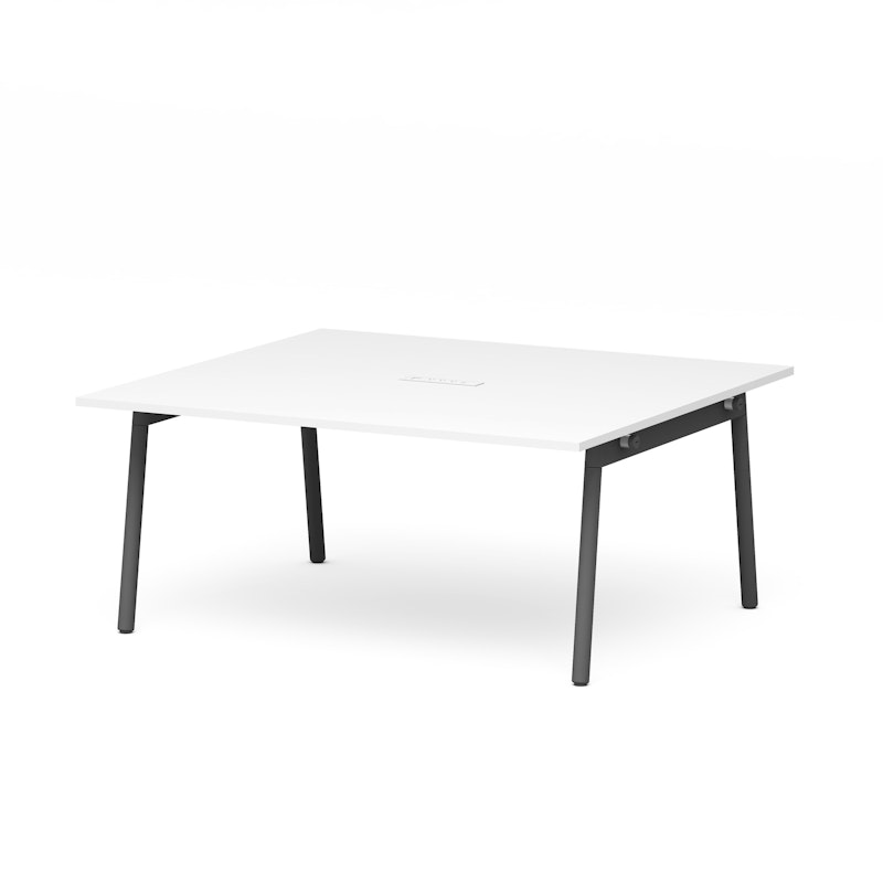 Series A Scale Rectangular Conference Table, White, 66x60", Charcoal Legs,White,hi-res image number 1