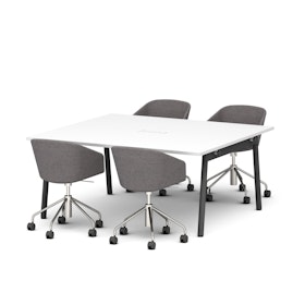 Series A Scale Rectangular Conference Table, White, 66x60", Charcoal Legs,White,hi-res