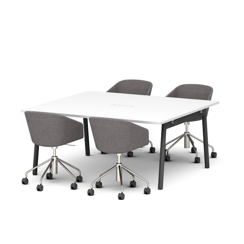 Series A Scale Rectangular Conference Table, White, 66x60", Charcoal Legs,White,hi-res image number 2