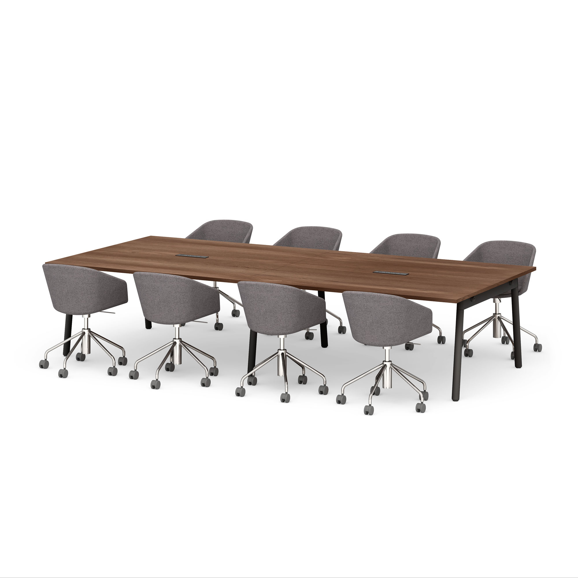 Series A Scale Rectangular Conference Table, Walnut, 132x60", Charcoal Legs,Walnut,hi-res