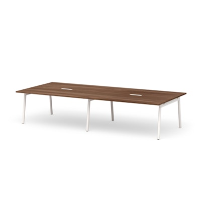 Series A Scale Rectangular Conference Table, Walnut, 132x60", White Legs