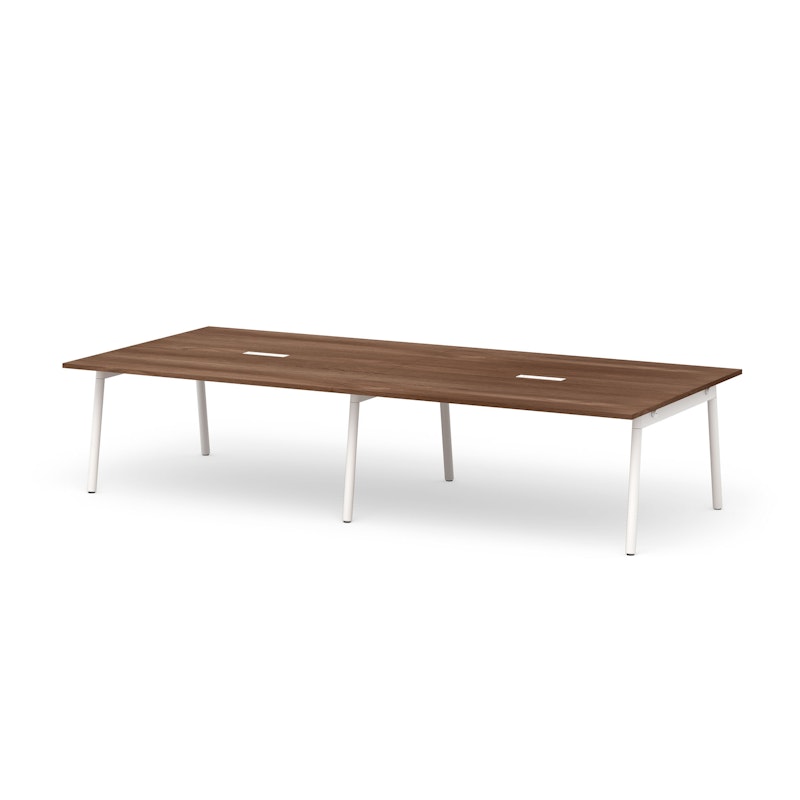 Series A Scale Rectangular Conference Table, Walnut, 132x60", White Legs,Walnut,hi-res image number 0.0