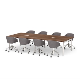 Series A Scale Rectangular Conference Table, Walnut, 132x60", White Legs