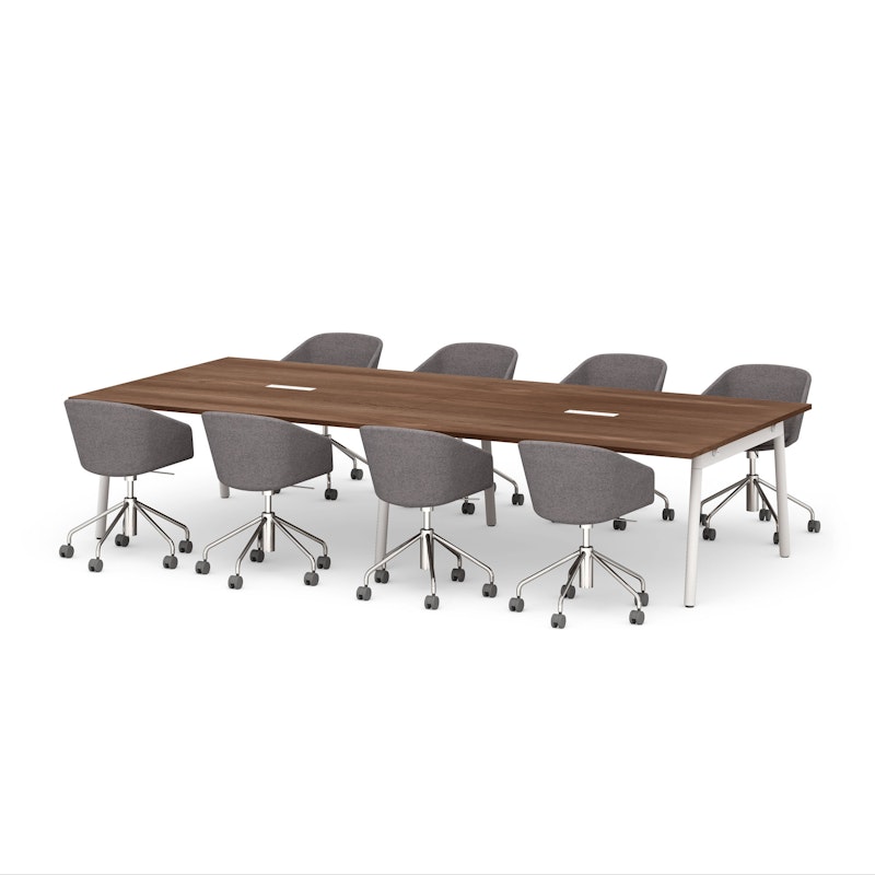 Series A Scale Rectangular Conference Table, Walnut, 132x60", White Legs,Walnut,hi-res image number 1.0