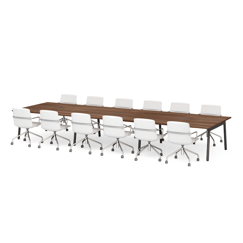 Series A Scale Rectangular Conference Table, Walnut, 198x60", Charcoal Legs,Walnut,hi-res image number 2