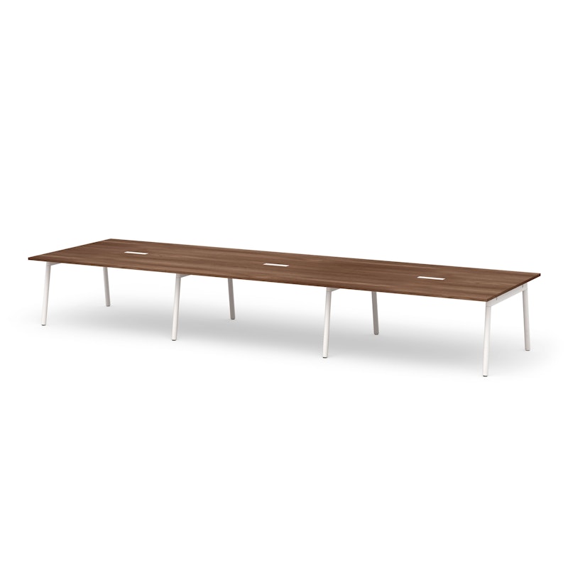 Series A Scale Rectangular Conference Table, Walnut, 198x60", White Legs,Walnut,hi-res image number 0.0