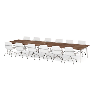 Series A Scale Rectangular Conference Table, Walnut, 198x60", White Legs,Walnut,hi-res