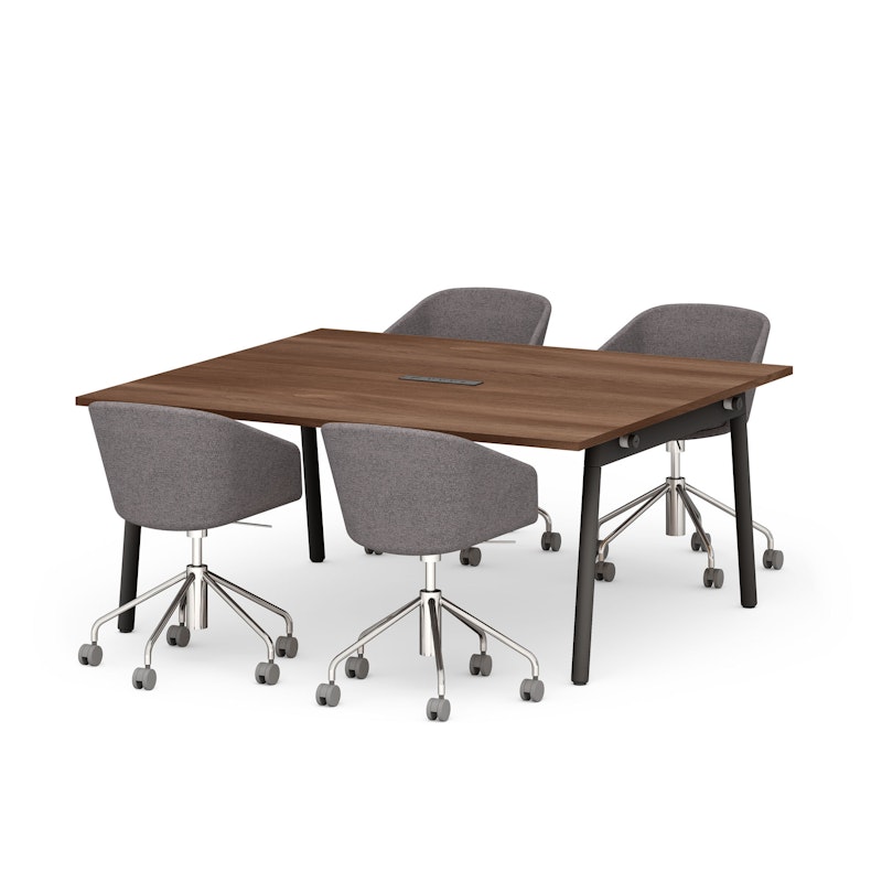 Series A Scale Rectangular Conference Table, Walnut, 66x60", Charcoal Legs,Walnut,hi-res image number 1.0