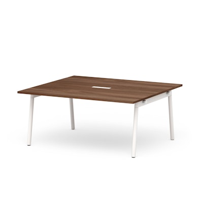 Series A Scale Rectangular Conference Table, Walnut, 66x60", White Legs