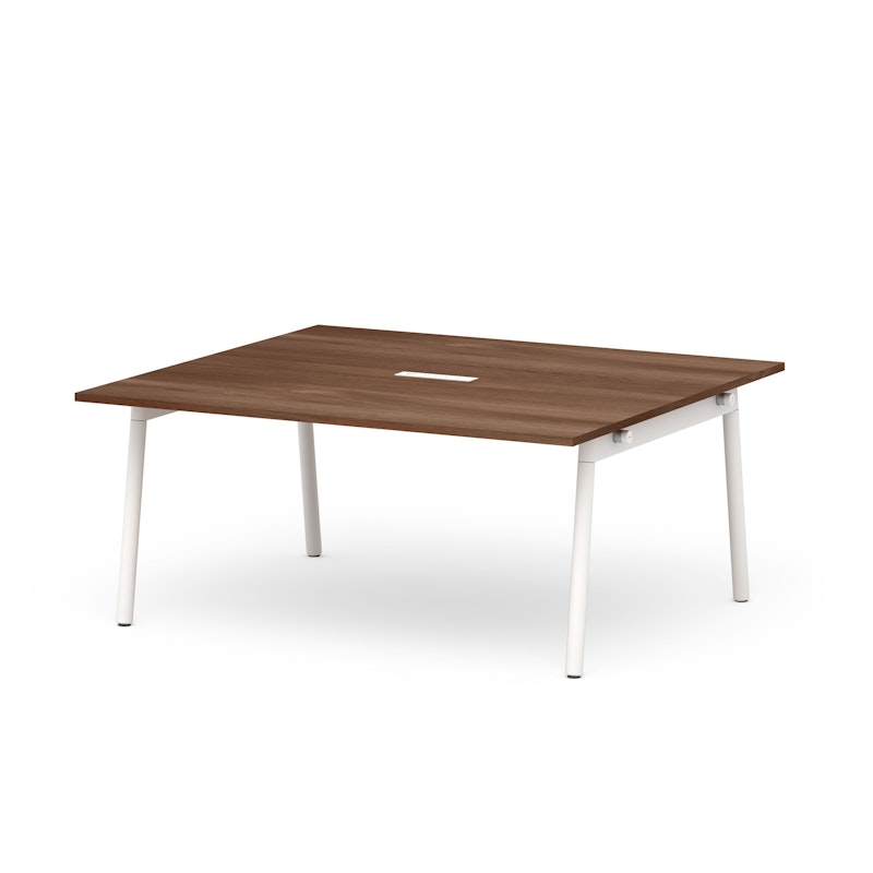 Series A Scale Rectangular Conference Table, Walnut, 66x60", White Legs,Walnut,hi-res image number 0.0