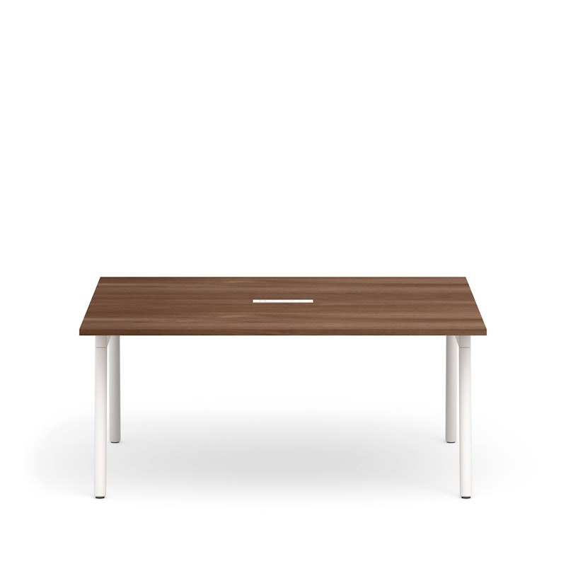 Series A Scale Rectangular Conference Table, Walnut, 66x60", White Legs,Walnut,hi-res image number 3