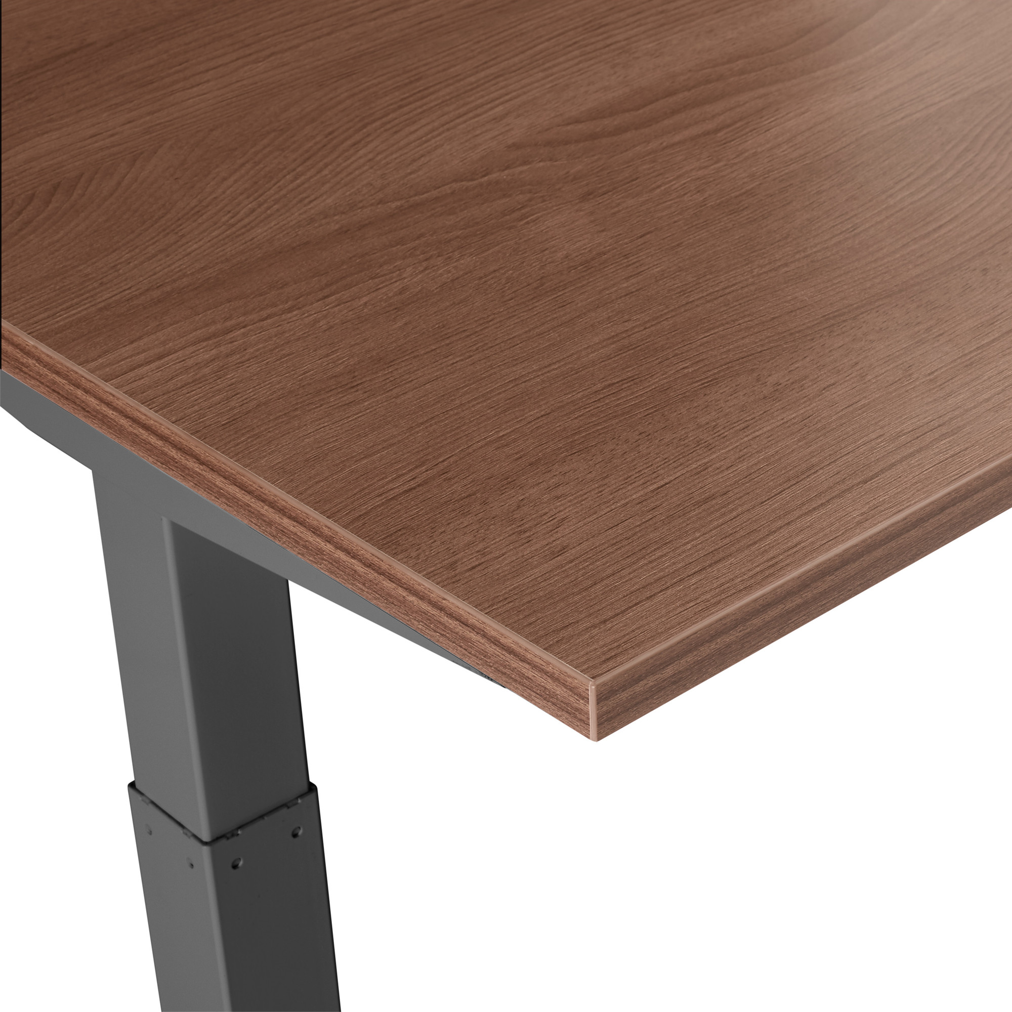 Series L Adjustable Height Single Desk, Walnut, 72", Charcoal Legs,Walnut,hi-res