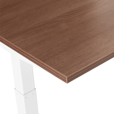 Series L Adjustable Height Single Desk, Walnut, 72", White Legs,Walnut,hi-res