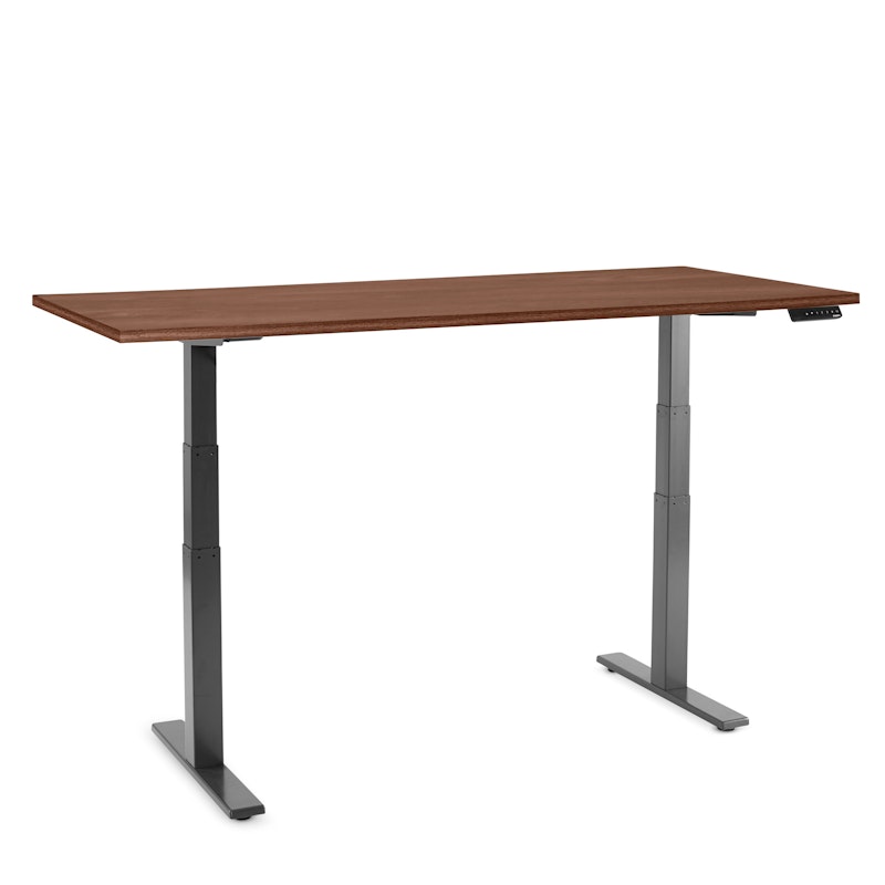 Series L Adjustable Height Table, Walnut, 72" x 30", Charcoal Legs,Walnut,hi-res image number 1