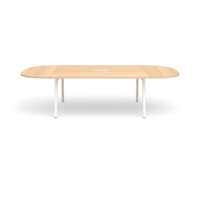 Series A Scale Racetrack Conference Table, Natural Oak 114x60", White Legs