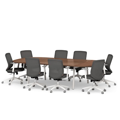 Series A Scale Racetrack Conference Table, Walnut, 114x60", White Legs,Walnut,hi-res