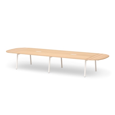 Series A Scale Racetrack Conference Table, Natural Oak 180x60", White Legs