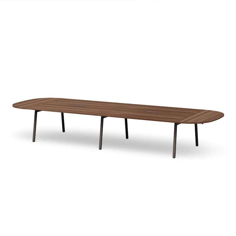 Series A Scale Racetrack Conference Table, Walnut, 180x60", Charcoal Legs,Walnut,hi-res image number 0.0