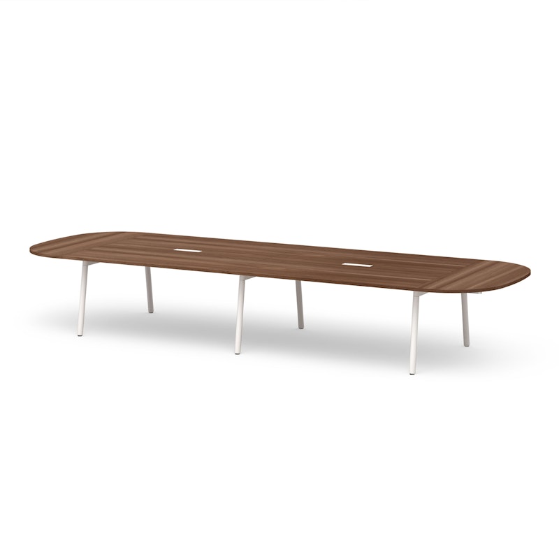 Series A Scale Racetrack Conference Table, Walnut, 180x60", White Legs,Walnut,hi-res image number 0.0