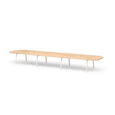 Series A Scale Racetrack Conference Table, Natural Oak 246x60", White Legs