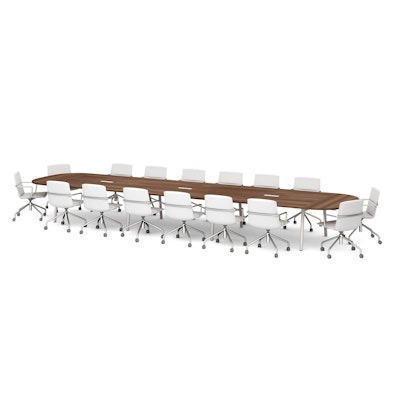 Series A Scale Racetrack Conference Table, Walnut, 246x60", White Legs,Walnut,hi-res