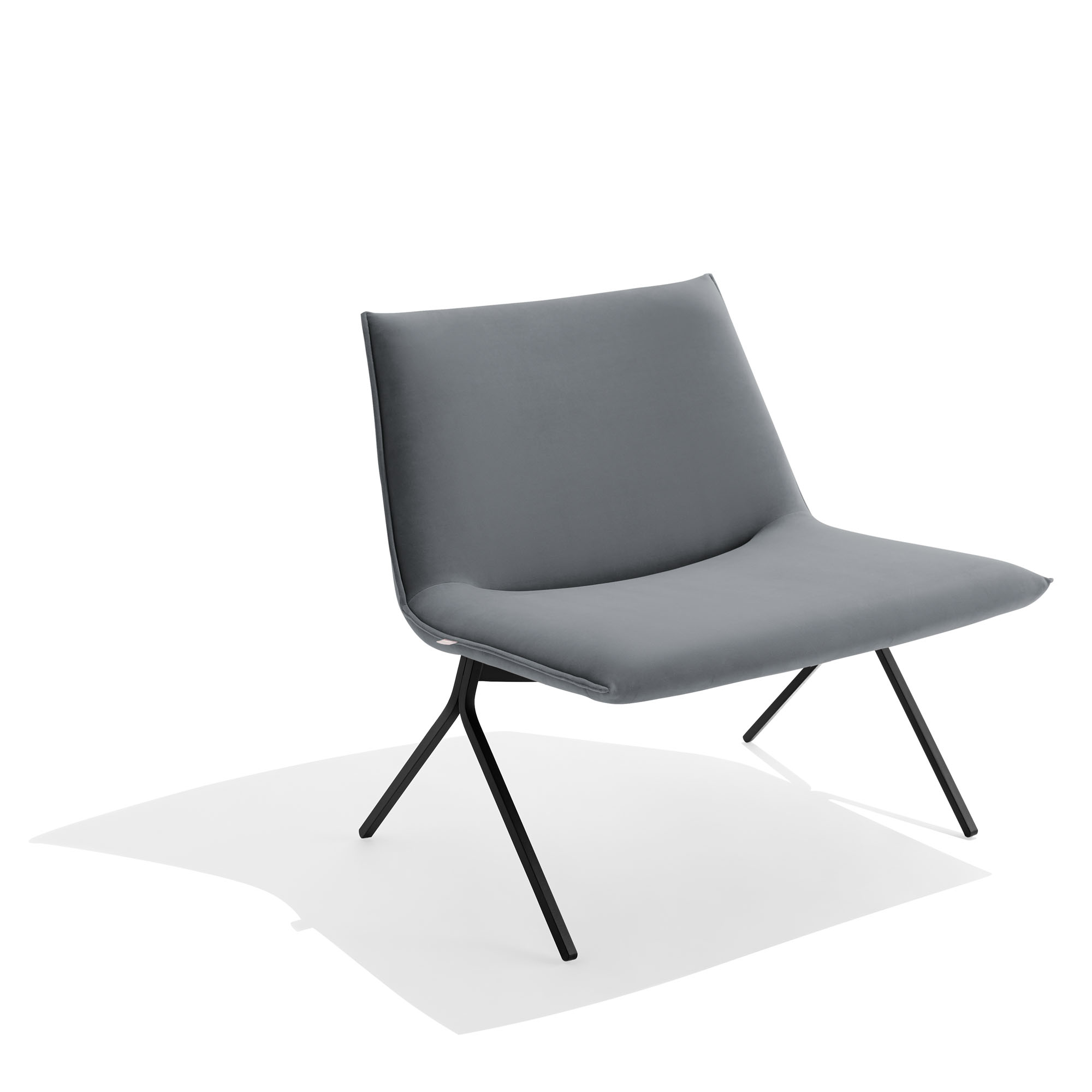 dark gray  black velvet meredith lounge chair  modern office furniture   poppin