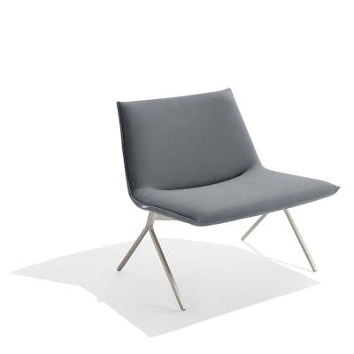 Dark Gray Velvet Meredith Lounge Chair, Nickel Frame