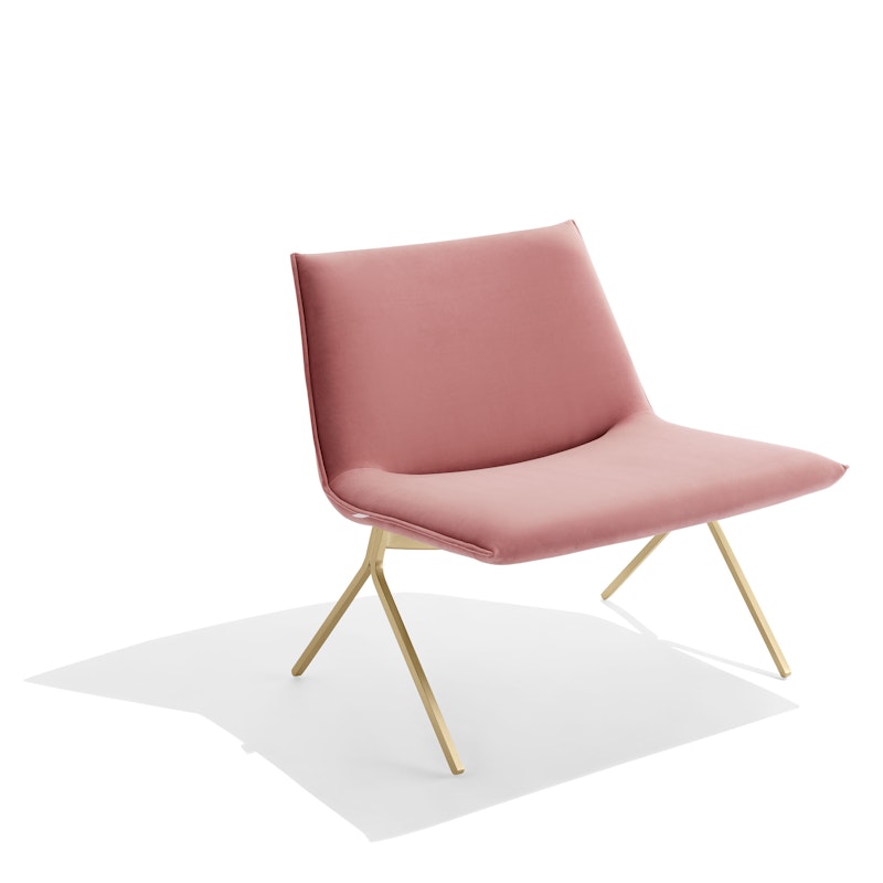 Dusty Rose Velvet Meredith Lounge Chair, Brass Frame,Dusty Rose,hi-res image number 0.0