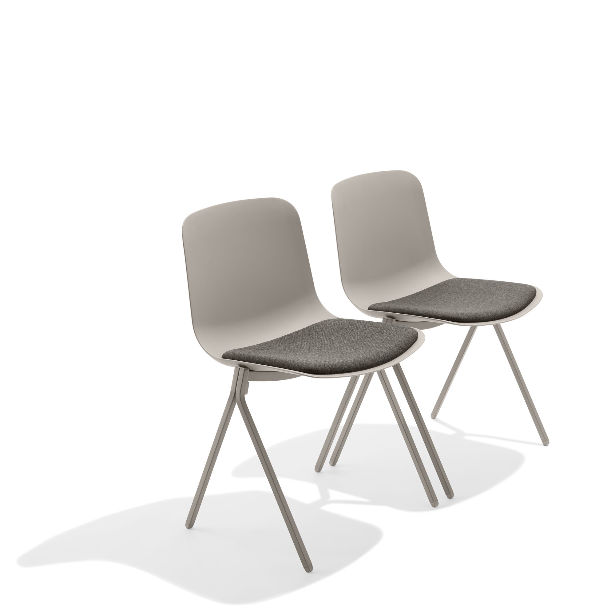 White Key Side Chair, Set of 2, with Gray Seat Pad, Office Chairs