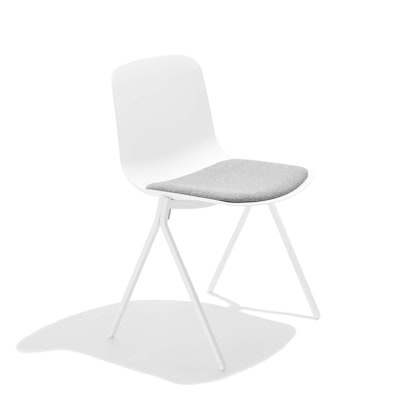White Key Side Chair, Set of 2, with Gray Seat Pad