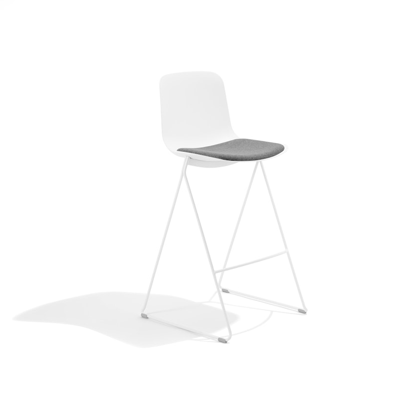 White Key Stool, Set of 2, with Gray Seat Pad,White,hi-res image number 0.0