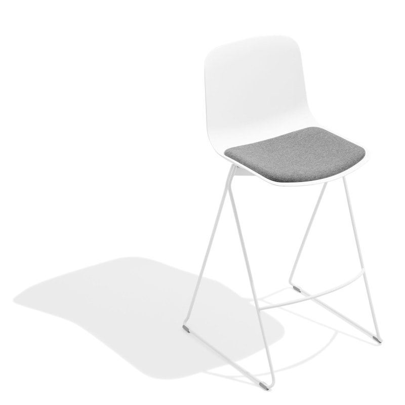 White Key Stool, Set of 2, with Gray Seat Pad,White,hi-res image number 6