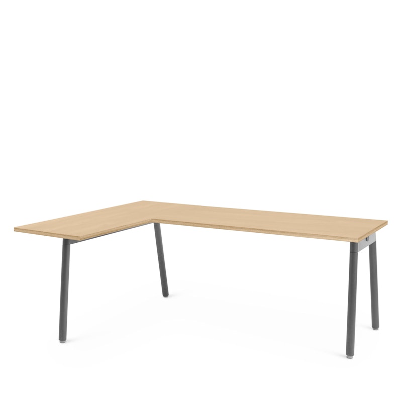 Series A Corner Desk, Natural Oak with Charcoal Base, Left Handed,Natural Oak,hi-res image number 1
