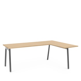 Series A Corner Desk, Natural Oak with Charcoal Base, Right Handed,Natural Oak,hi-res